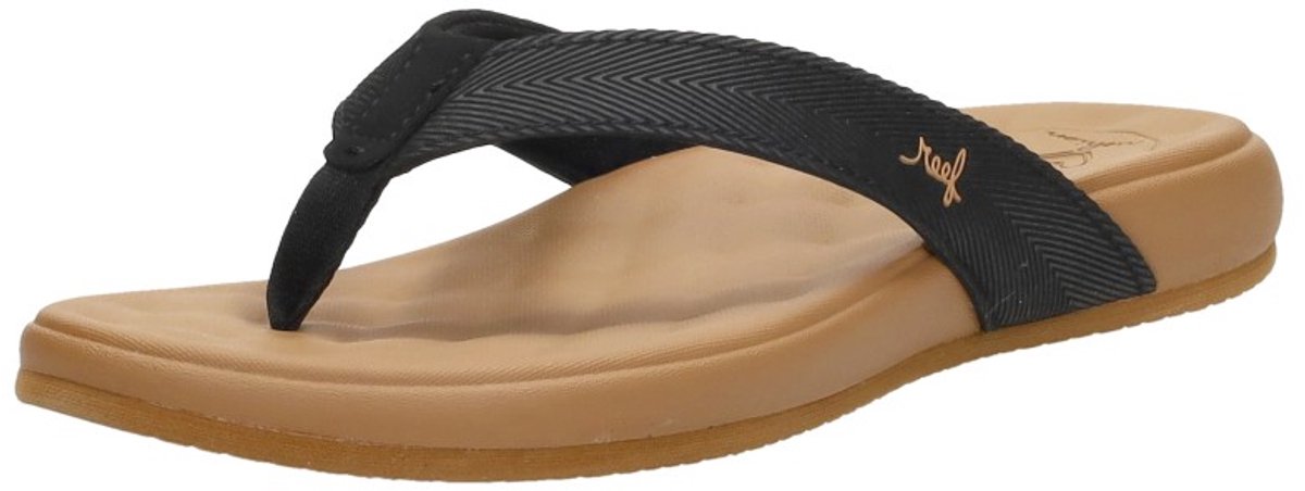 Reef CUSHION HARMONY BLACK/TAN Dames Slippers - black/tan
